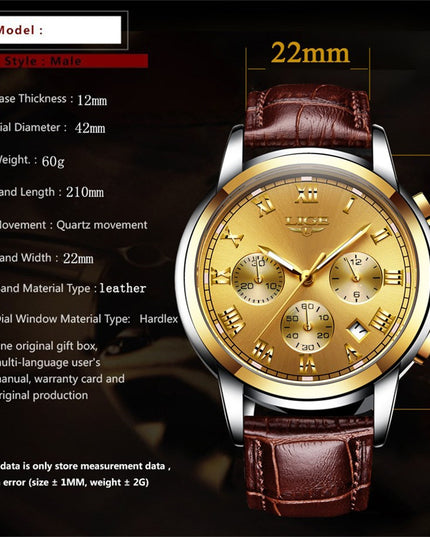 Mens Leather Casual Watch