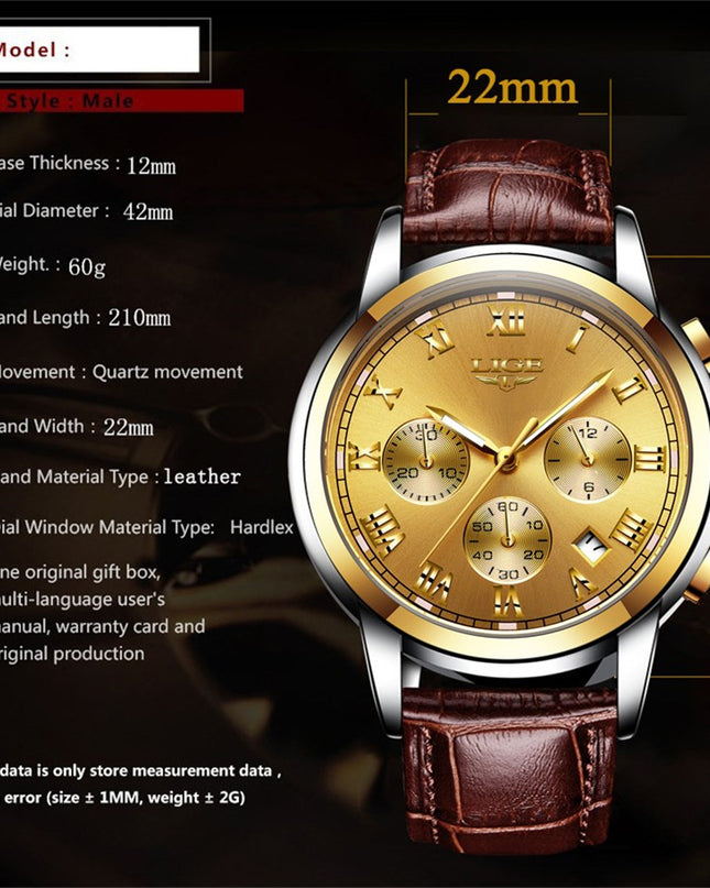 Mens Leather Casual Watch