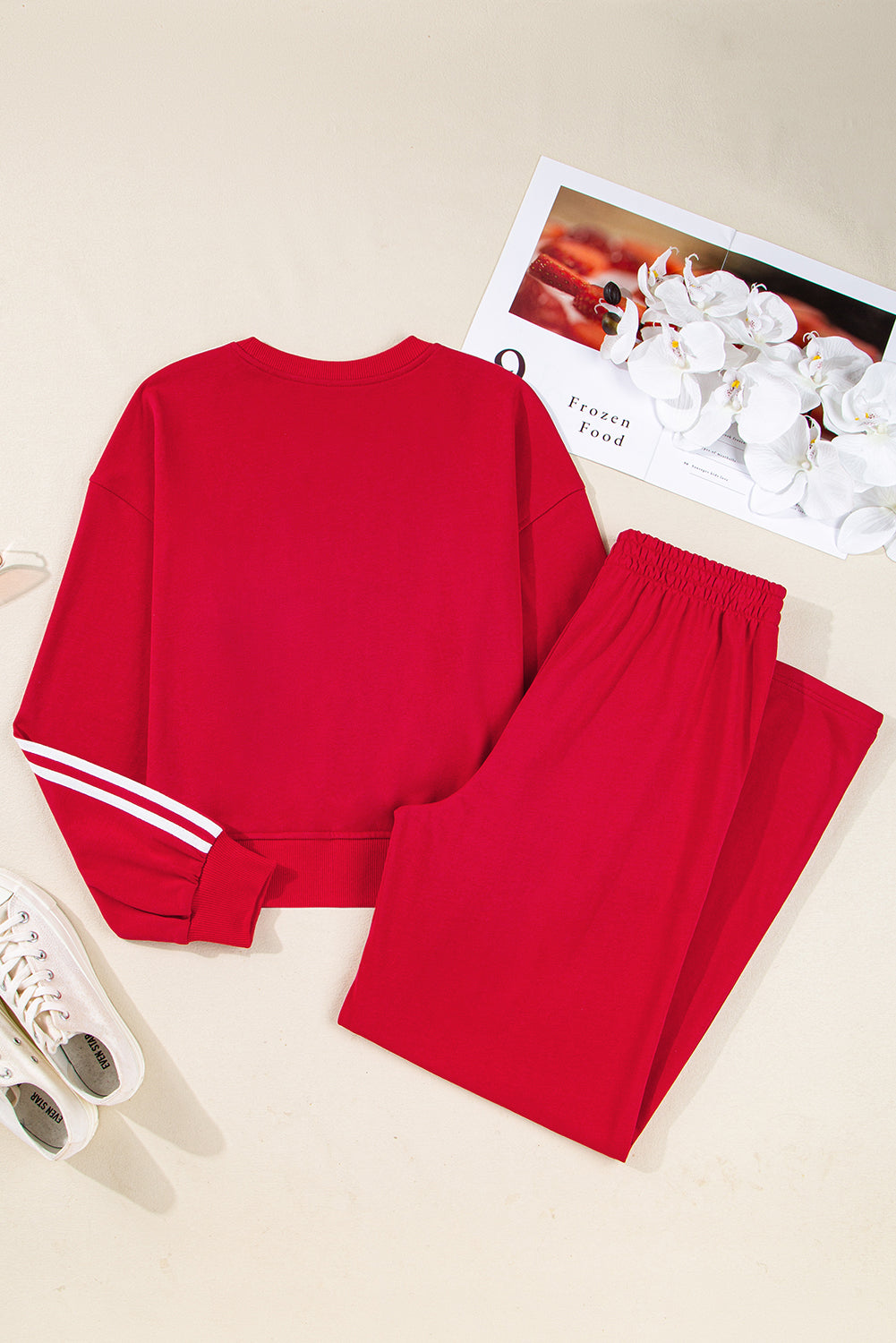Varsity Stripe Crewneck Pullover &amp; Sweatpants Set