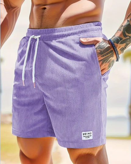 Lace-up Drawstring Shorts Summer Corduroy Sports Short Pants Mens Clothing