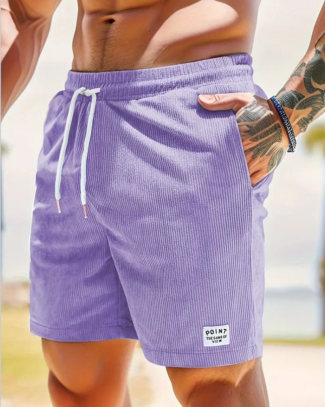 Lace-up Drawstring Shorts Summer Corduroy Sports Short Pants Mens Clothing