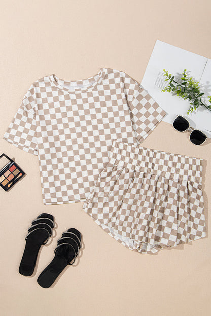 Checker T-Shirt &amp; High Waist Skort Set