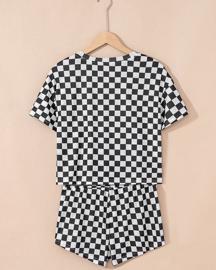 Checker T-Shirt & High Waist Skort Set