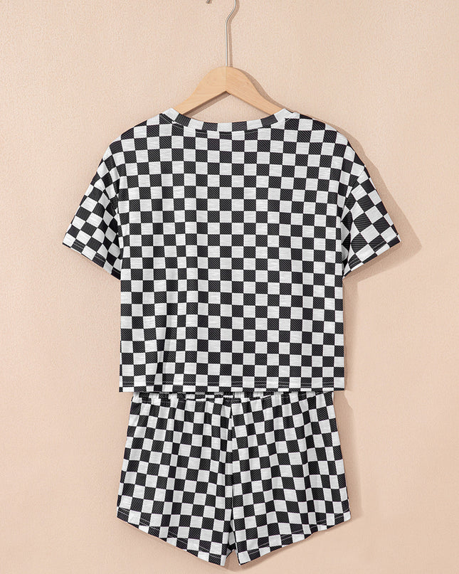 Checker T-Shirt & High Waist Skort Set