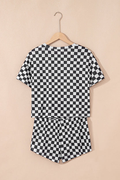 Checker T-Shirt &amp; High Waist Skort Set