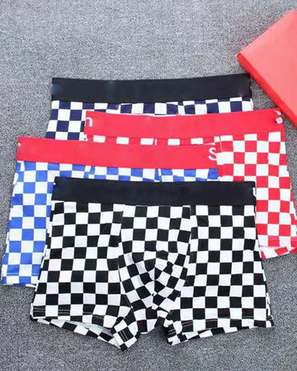 Checkered Men's Cotton Boxer Boxer Briefs