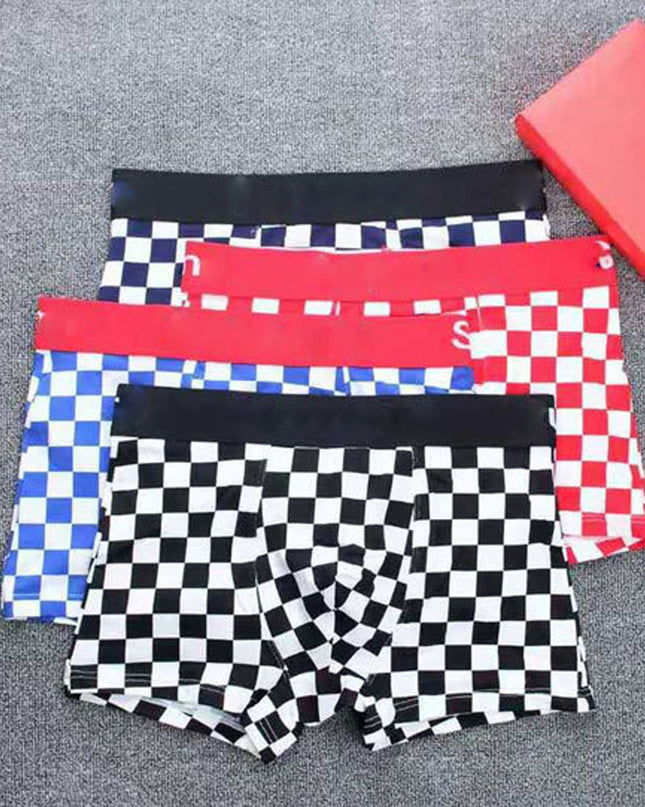 Checkered Men's Cotton Boxer Boxer Briefs