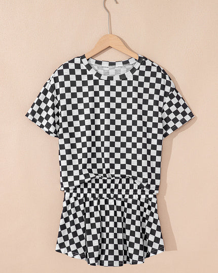 Checker T-Shirt & High Waist Skort Set