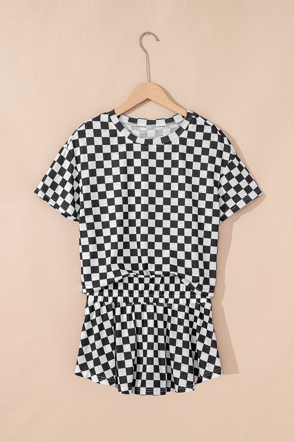 Checker T-Shirt &amp; High Waist Skort Set