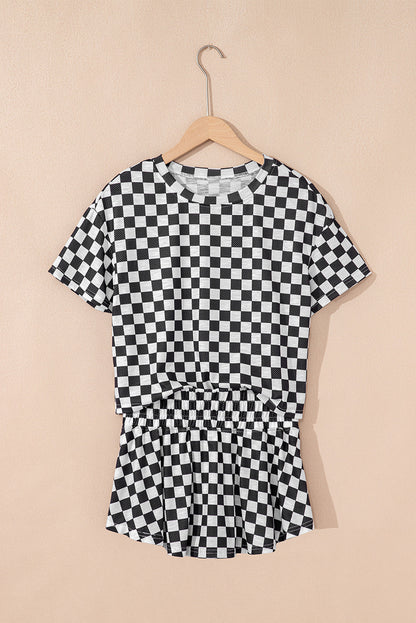 Checker T-Shirt &amp; High Waist Skort Set