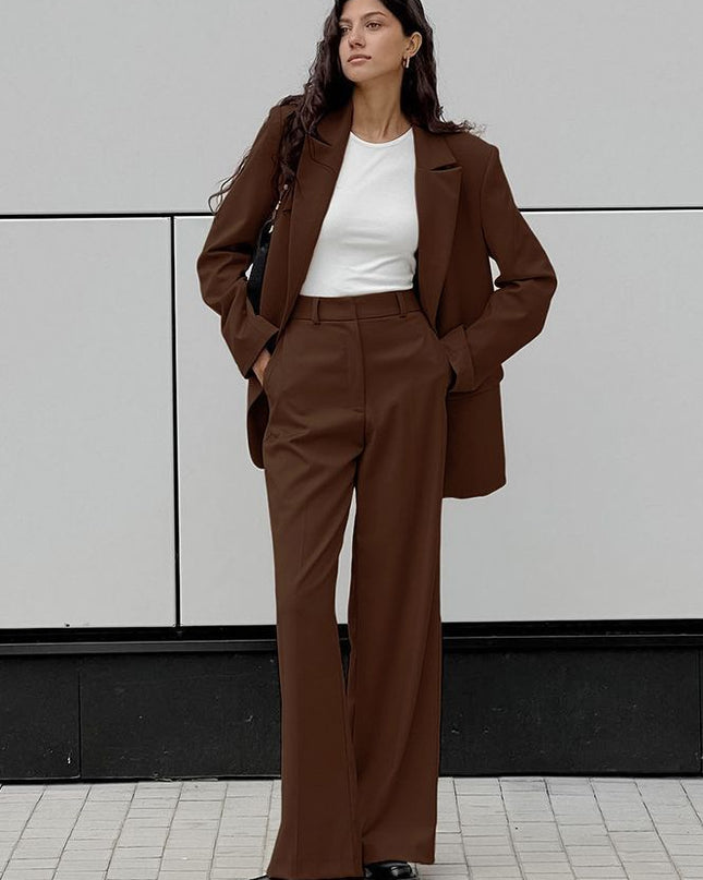 Women's Fashion Vintage Blazer Women's Wide-leg Pants Two-piece Set