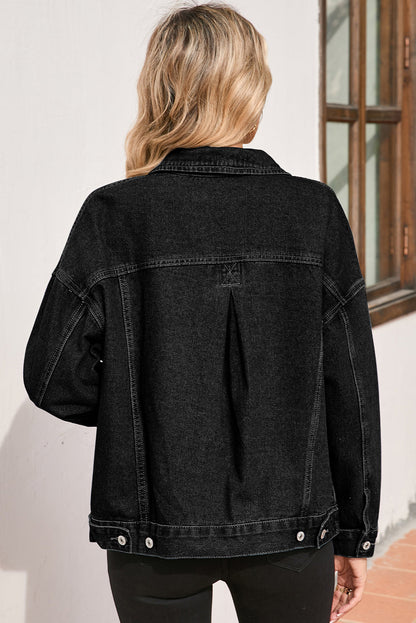 Stripe Denim Chest Pocket Oversize Jacket