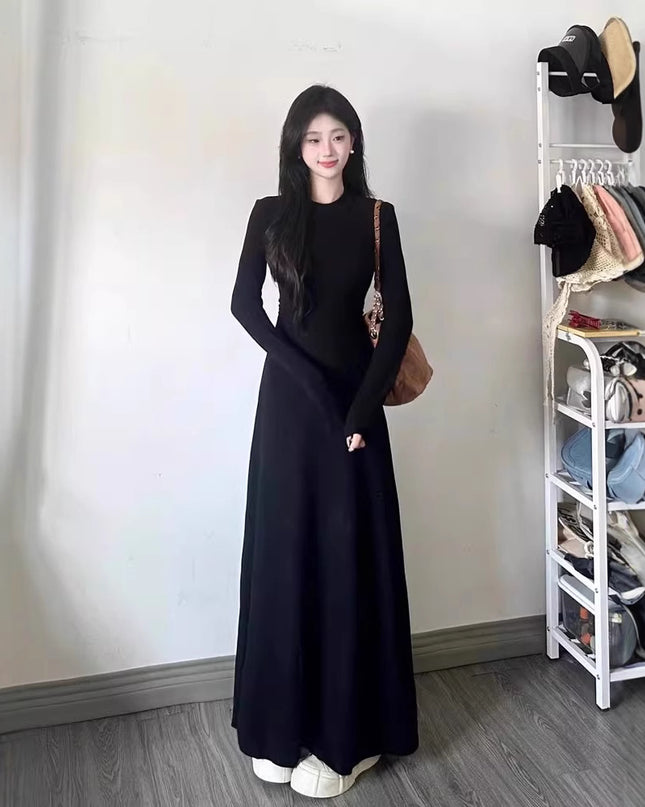 Korean Style Atmosphere Wear Black Dress