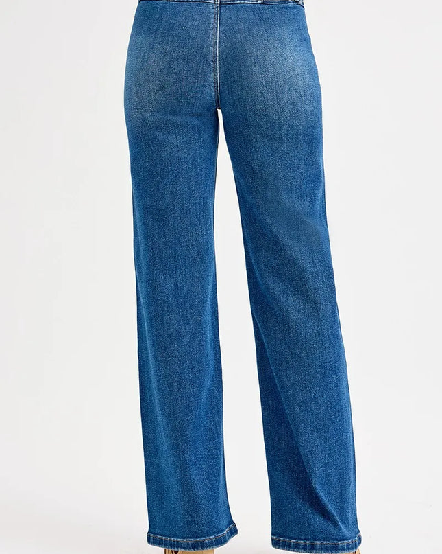 RISEN Seam Detail Wide Leg Jeans