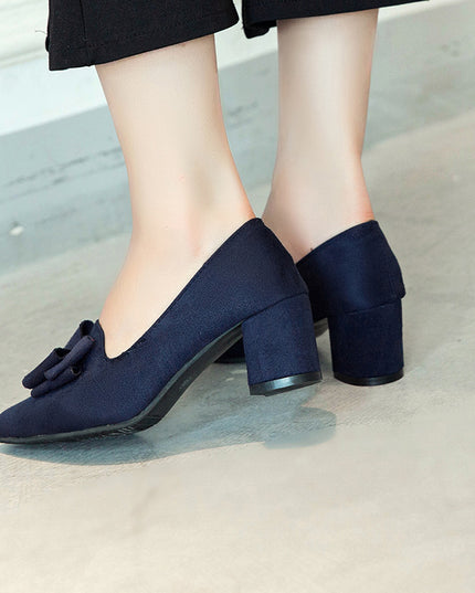 Pointy chunky medium heels high heels shoes