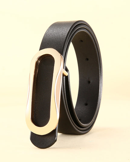 Retro Wear Belt Women's Black Classic Cowhide