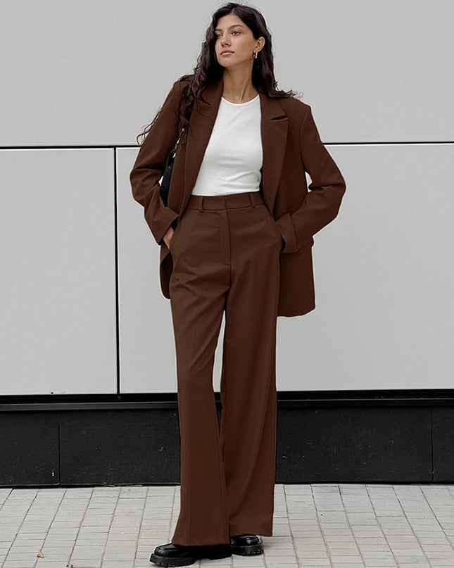 Women's Fashion Vintage Blazer Women's Wide-leg Pants Two-piece Set