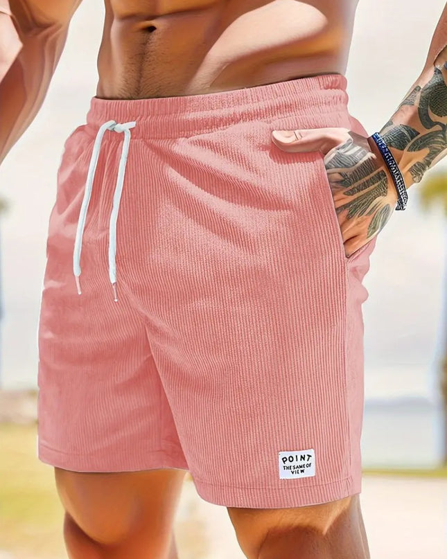 Lace-up Drawstring Shorts Summer Corduroy Sports Short Pants Mens Clothing