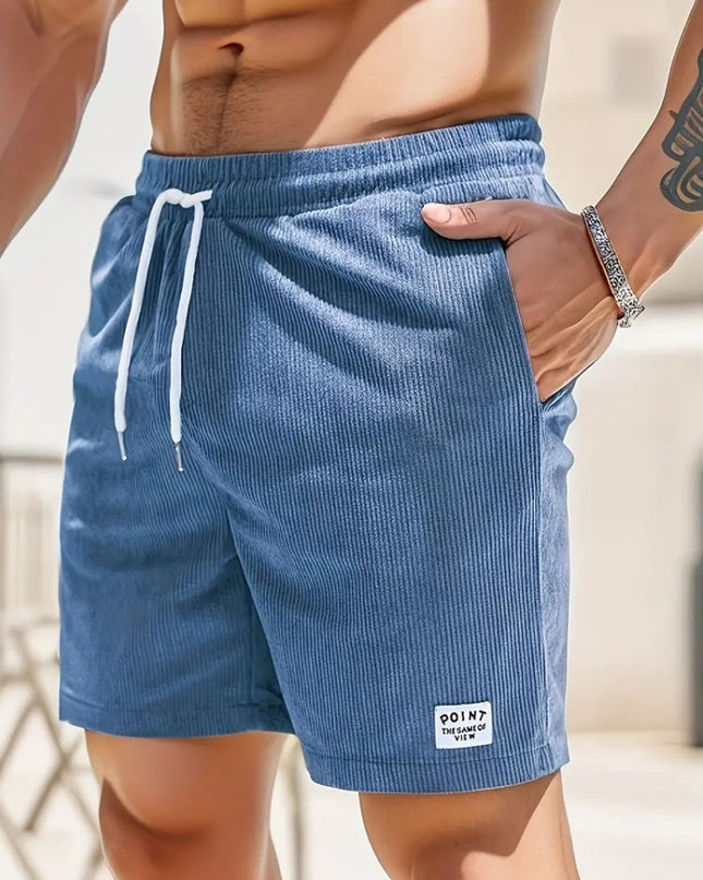 Lace-up Drawstring Shorts Summer Corduroy Sports Short Pants Mens Clothing
