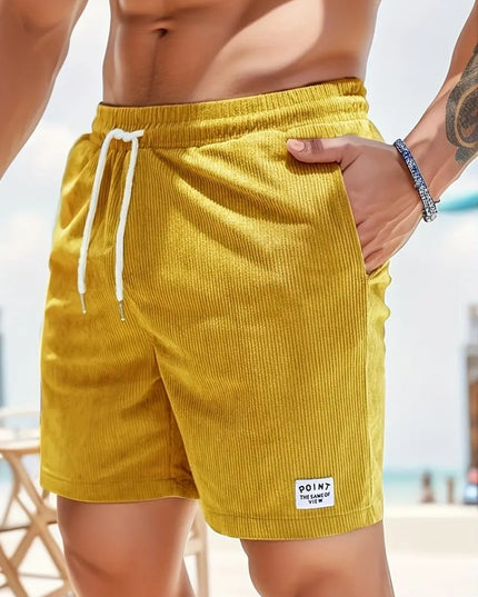 Lace-up Drawstring Shorts Summer Corduroy Sports Short Pants Mens Clothing