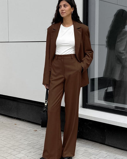 Women's Fashion Vintage Blazer Women's Wide-leg Pants Two-piece Set