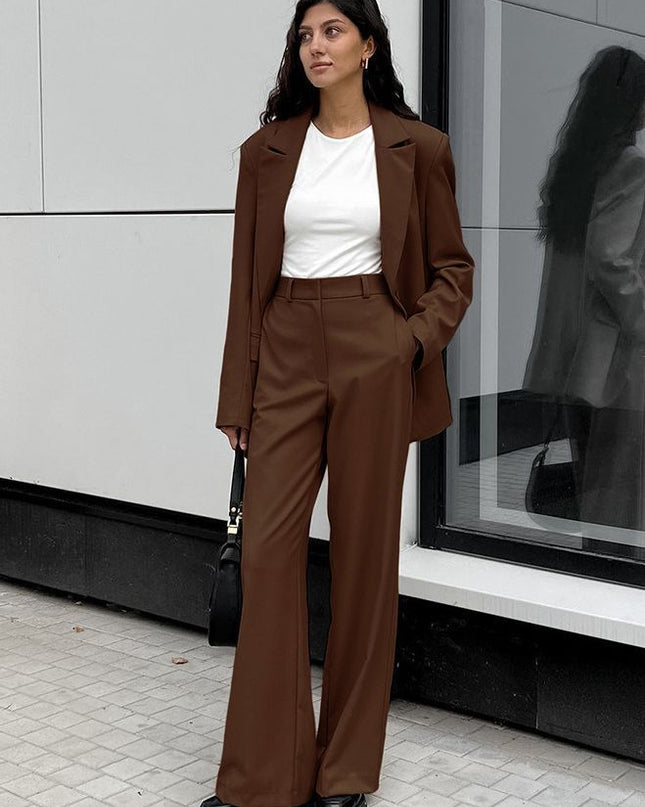 Women's Fashion Vintage Blazer Women's Wide-leg Pants Two-piece Set