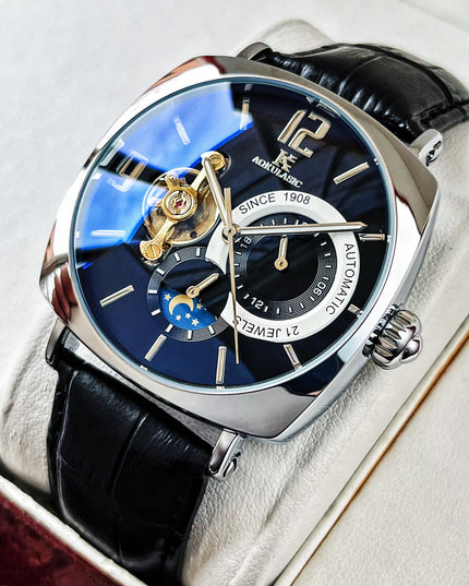 Mens Square Fully Automatic Mechanical Watch Casual Mens Wristwatch