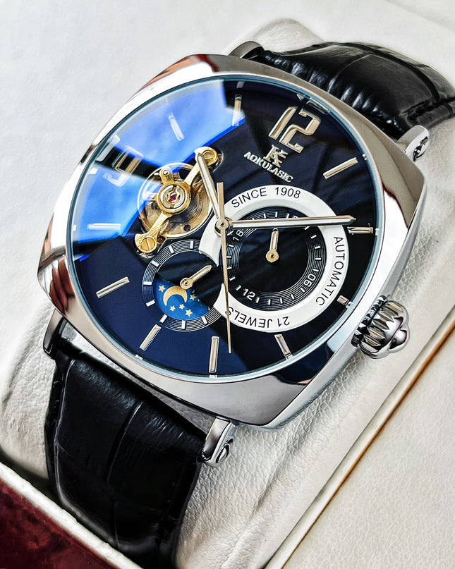 Mens Square Fully Automatic Mechanical Watch Casual Mens Wristwatch