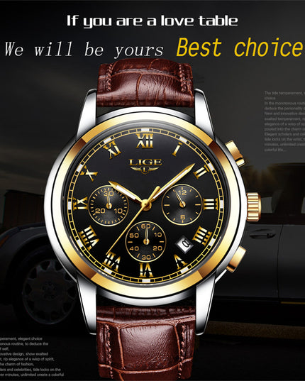 Mens Leather Casual Watch
