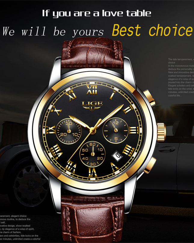Mens Leather Casual Watch