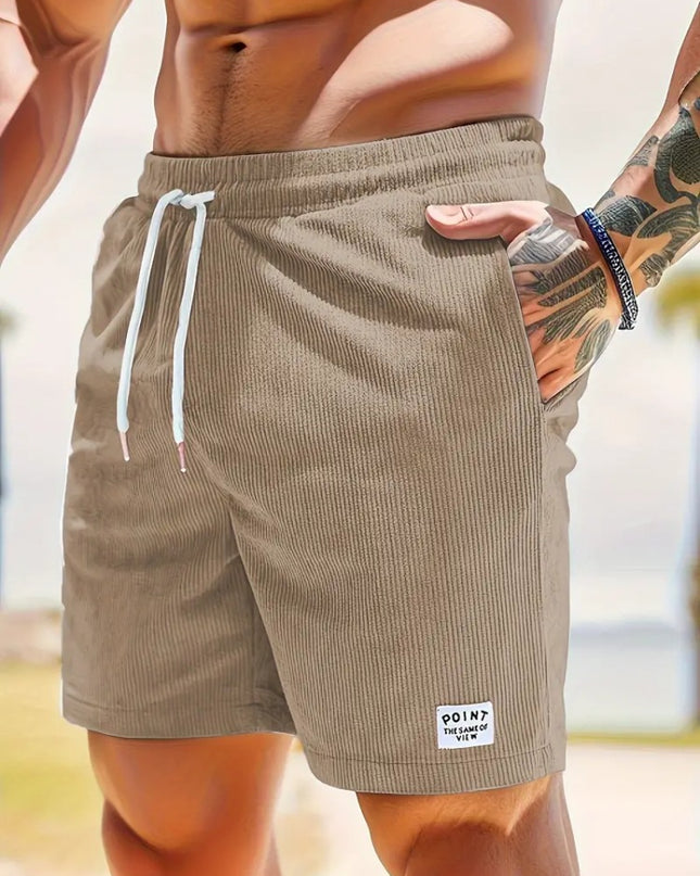 Lace-up Drawstring Shorts Summer Corduroy Sports Short Pants Mens Clothing