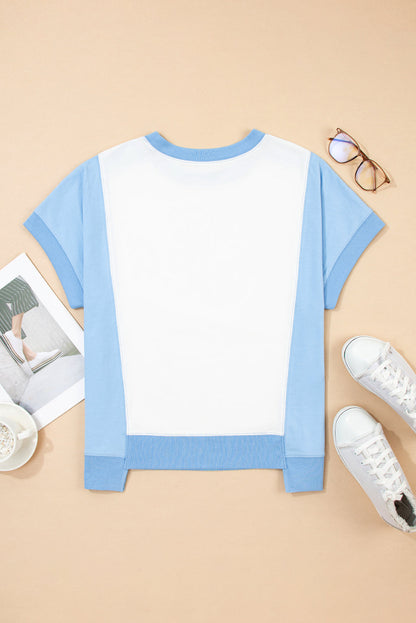 Colorblock Exposed Seam Crew Neck T-Shirt
