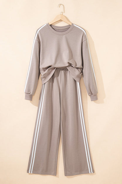 Varsity Stripe Crewneck Pullover &amp; Sweatpants Set