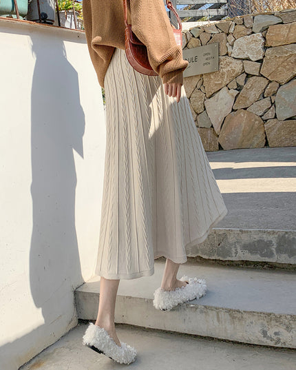 Knitted Skirt Mid Length  Winter With Sweater Skirt Autumn Winter Long Skirt Versatile Winter Skirt