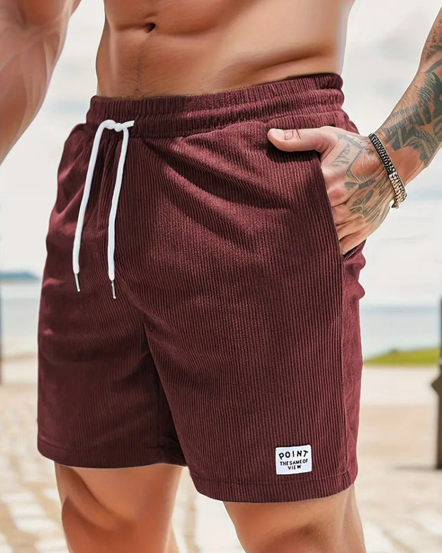 Lace-up Drawstring Shorts Summer Corduroy Sports Short Pants Mens Clothing