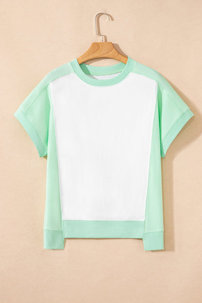 Colorblock Exposed Seam Crew Neck T-Shirt