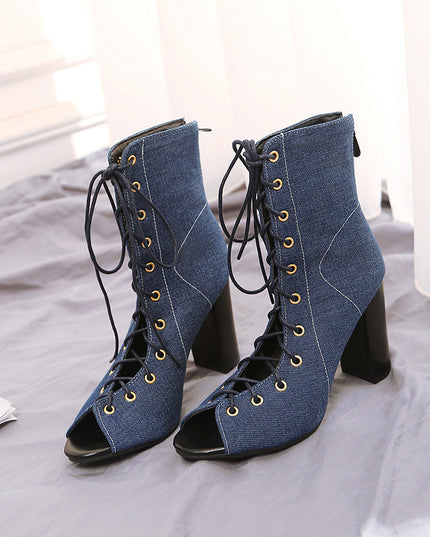 Denim high heels