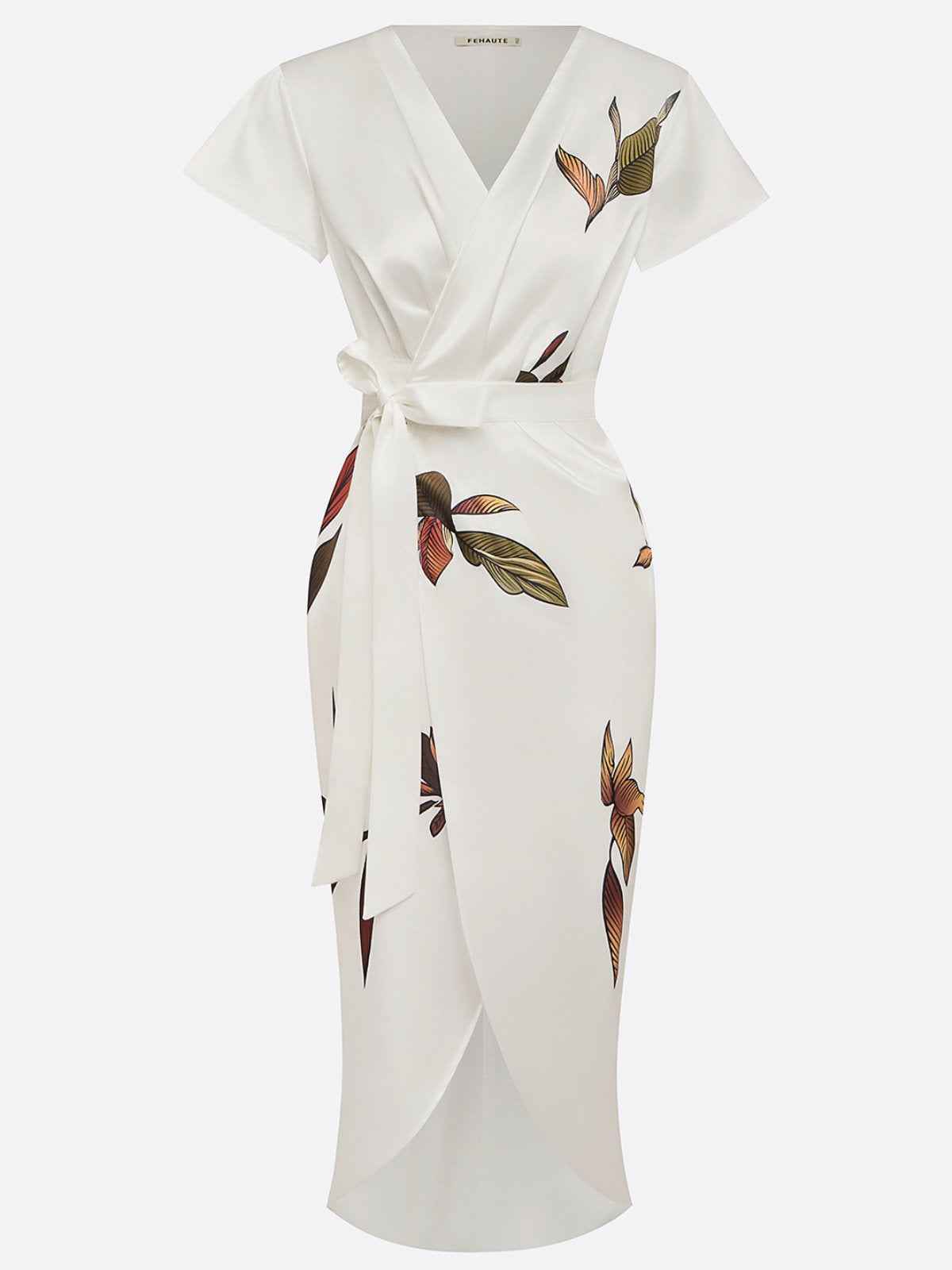European And American V-neck Short-sleeved Lace-up Digital Printed Dress