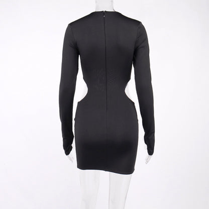Fashion Solid Color Hollow Out Waist Bag Hip Skirt European And American Dresses