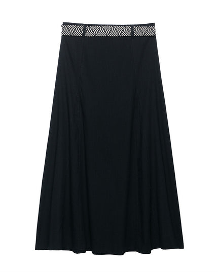 Belt Linen Blend Midi Skirt Skirt