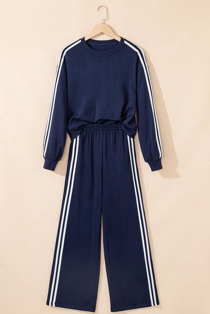 Varsity Stripe Crewneck Pullover &amp; Sweatpants Set