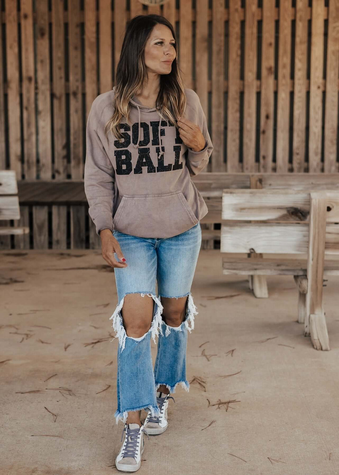 SOFTBALL Vintage Raglan Hoodie