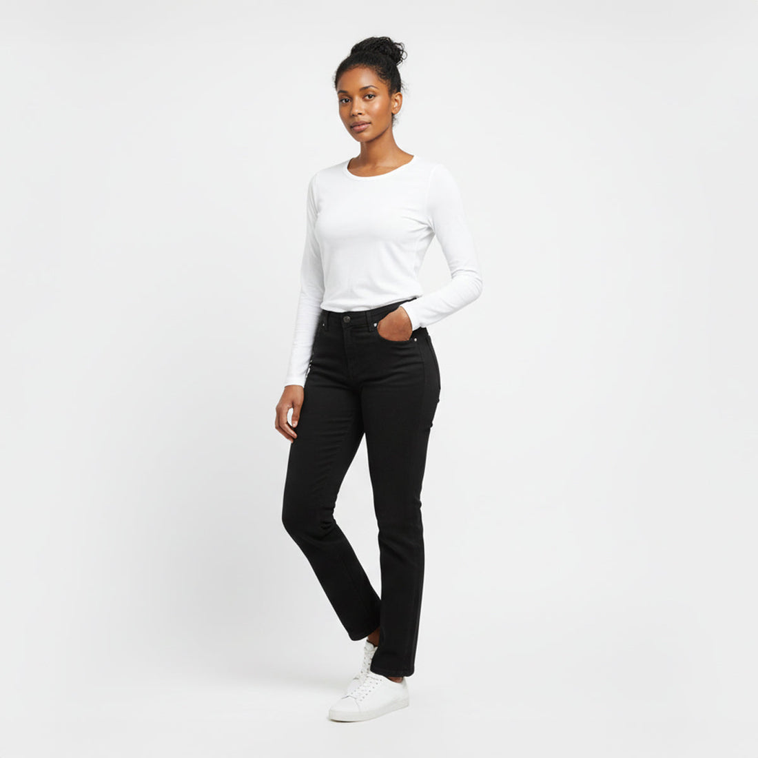 Drew White Long Sleeve Crew