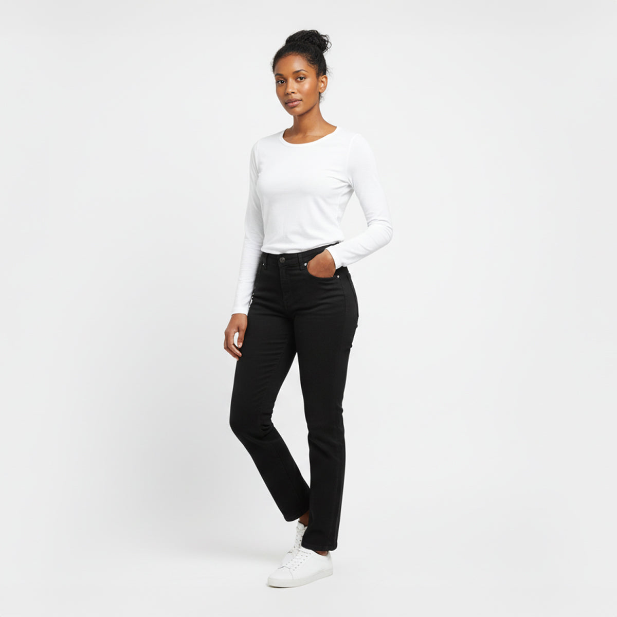 Drew White Long Sleeve Crew