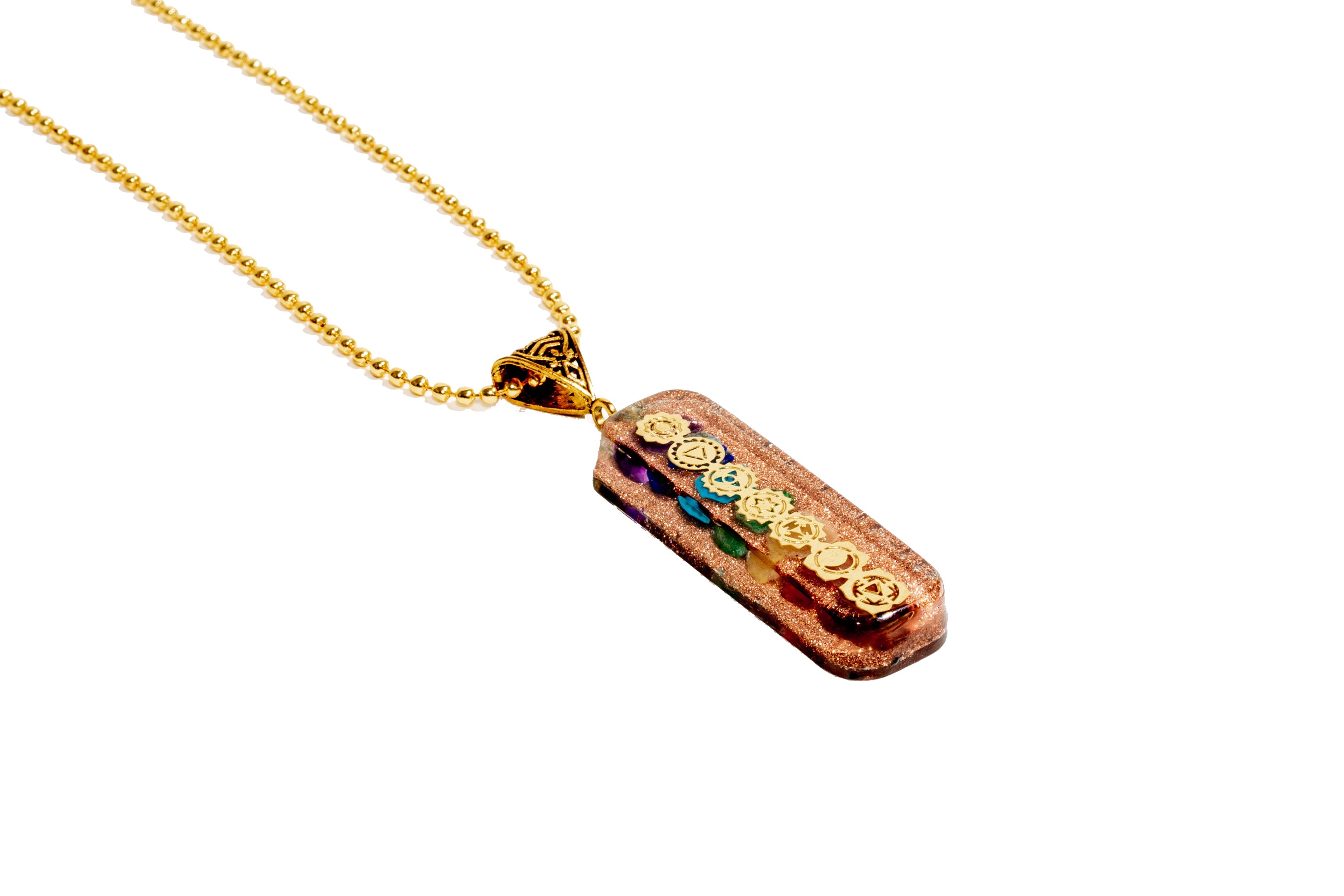 7 chakra Orgone Copper Pendant with Chain (Ships from USA!)