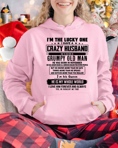 November - I am Lucky One I Have A Crazy Husband - Gift for Wife From Husband - NGHL11 (SKUT-LUCKYONE-11)