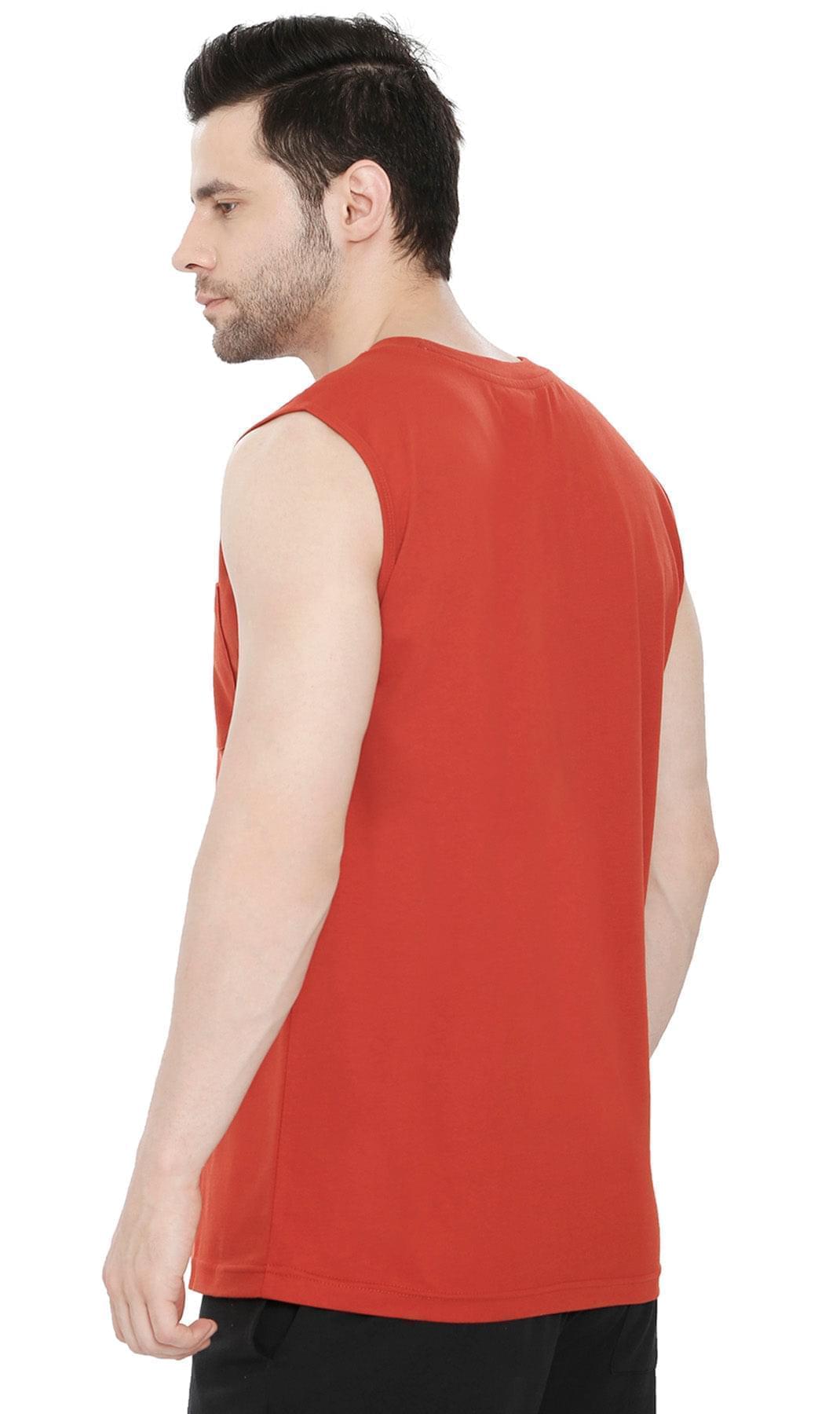 Men’s Sleeveless Crew Neck T-Shirt – Regular Fit, Heavier Cotton Blend Jersey with Chest Pocket