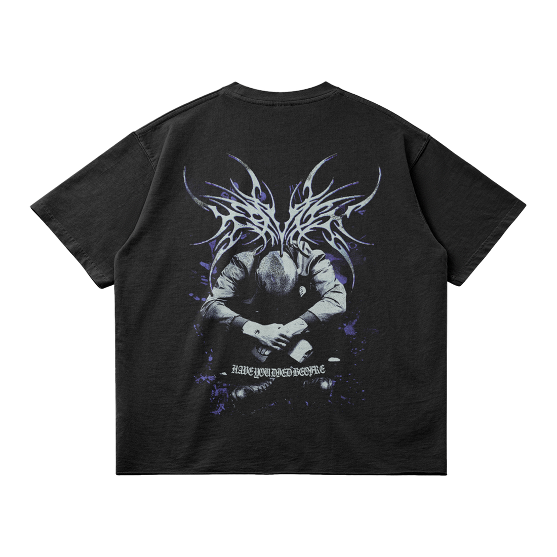 Kryptic Myst Garment Dyed Streetwear Tee 260GSM Cotton Faded Raw Hem True To Size