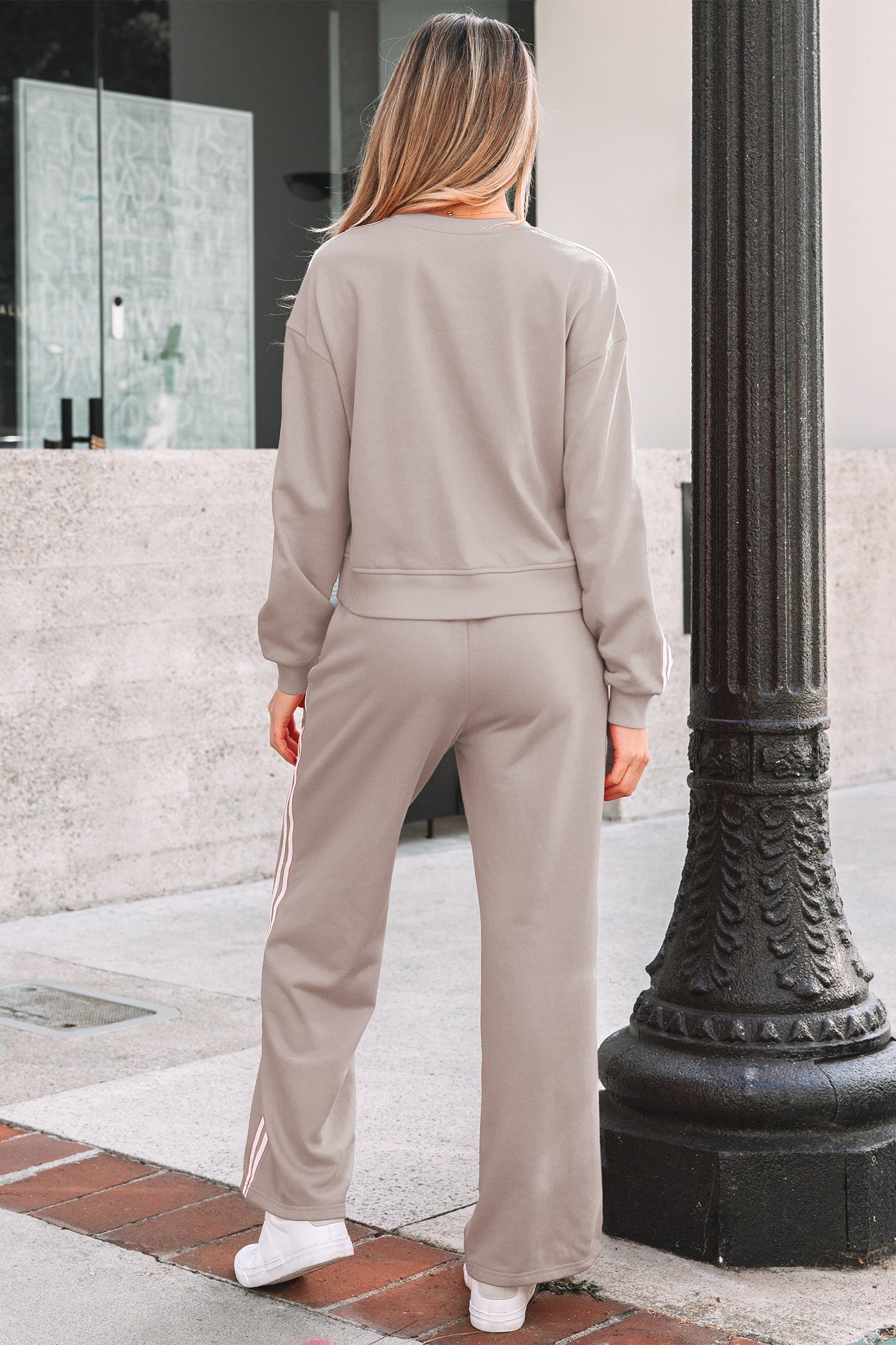 Varsity Stripe Crewneck Pullover &amp; Sweatpants Set