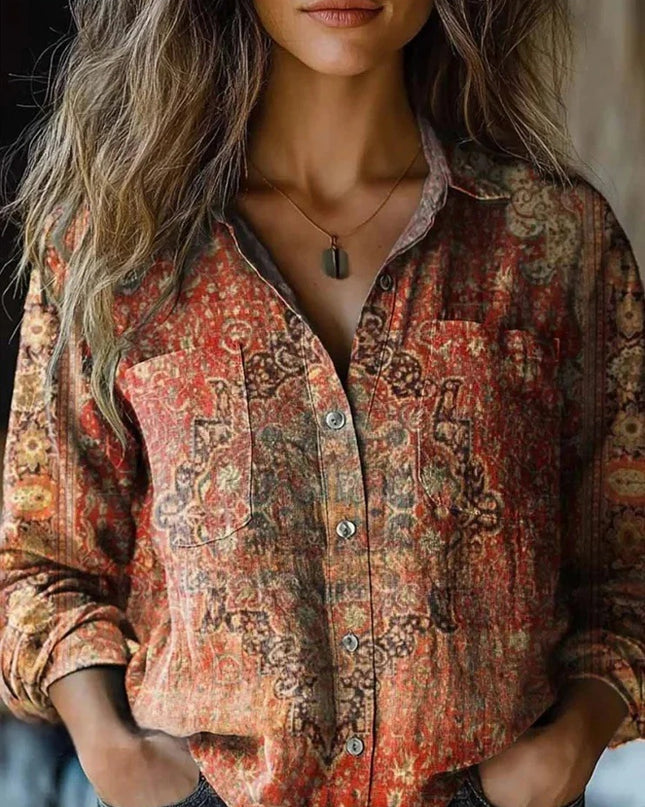 Women's Wear All-matching Printed Casual Lapel Shirt